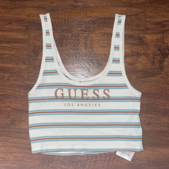 New Without Tags Guess White Striped Crop Top - Picture 2 of 10